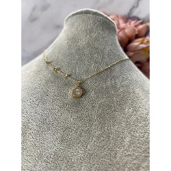 170 Złoty łańcuszek ZEGAR OCZKO CYRKONIE STAL 316