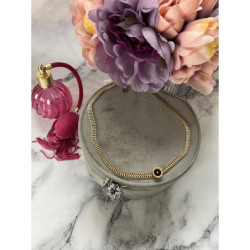 408 Złoty łańcuszek ZEGAR CZARNE OCZKO STAL 316