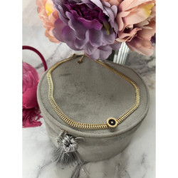 408 Złoty łańcuszek ZEGAR CZARNE OCZKO STAL 316