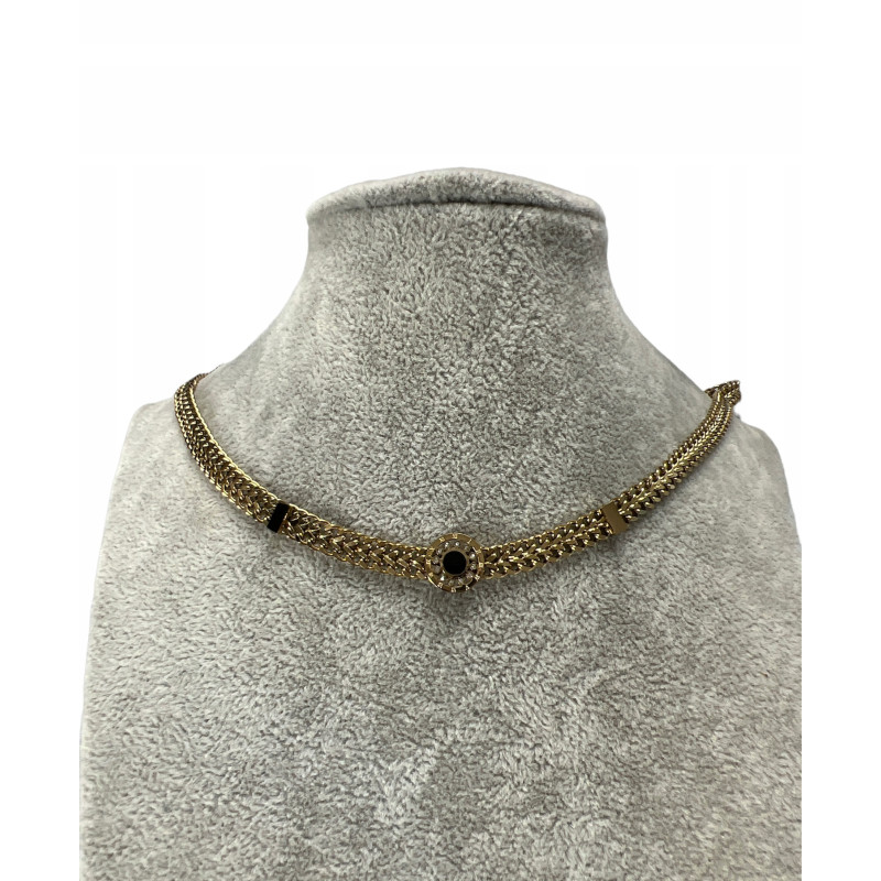 1337 Złoty łańcuszek ZEGAR CZARNE OCZKO STAL 316