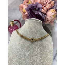 1337 Złoty łańcuszek ZEGAR CZARNE OCZKO STAL 316