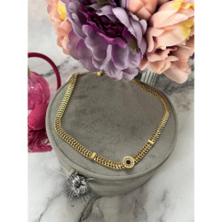 1337 Złoty łańcuszek ZEGAR CZARNE OCZKO STAL 316