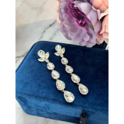 435 Złote kolczyki wiszące KAMIENIE KRYSZTAŁY