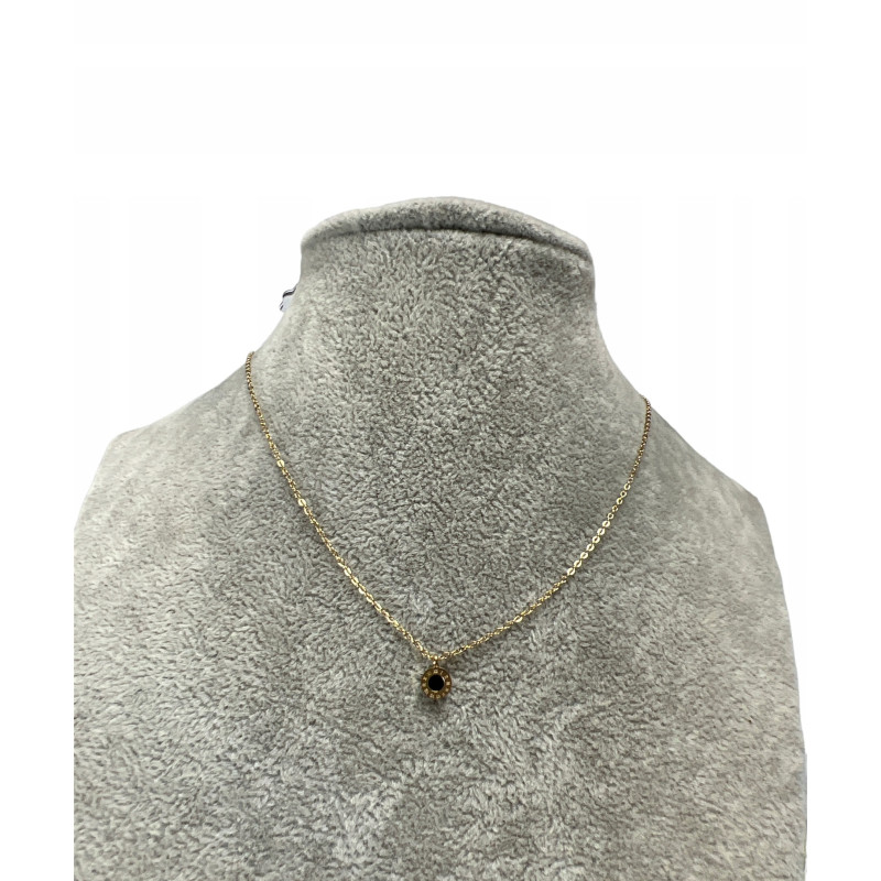 182 Złoty łańcuszek ZEGAR CZARNE OCZKO STAL 316L