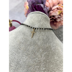 280 Naszyjnik różaniec BLUEBERRY KRZYŻ KRZYŻYK