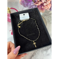 280 Naszyjnik różaniec BLUEBERRY KRZYŻ KRZYŻYK