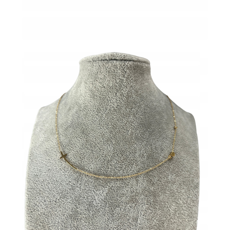 850 Złoty łańcuszek BLUEBERRY KRZYŻ KRZYŻYK STAL