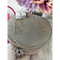 850 Złoty łańcuszek BLUEBERRY KRZYŻ KRZYŻYK STAL