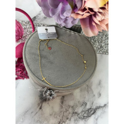 850 Złoty łańcuszek BLUEBERRY KRZYŻ KRZYŻYK STAL