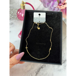 850 Złoty łańcuszek BLUEBERRY KRZYŻ KRZYŻYK STAL