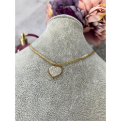 1211 Złoty łańcuszek ŻMIJKA BLUEBERRY SERCE STAL