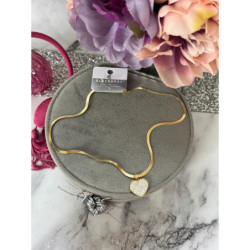 1211 Złoty łańcuszek ŻMIJKA BLUEBERRY SERCE STAL