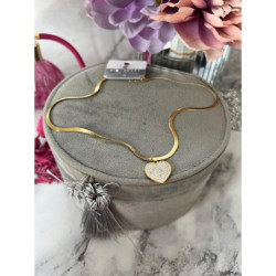 1211 Złoty łańcuszek ŻMIJKA BLUEBERRY SERCE STAL