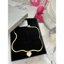 1211 Złoty łańcuszek ŻMIJKA BLUEBERRY SERCE STAL