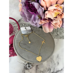 664 Złoty łańcuszek BLUEBERRY SERCE LINIA ŻYCIA