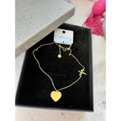 664 Złoty łańcuszek BLUEBERRY SERCE LINIA ŻYCIA