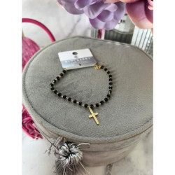 888 Bransoletka BLUEBERRY różaniec KRZYŻ stal 316L