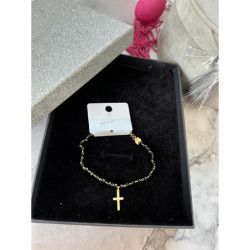 888 Bransoletka BLUEBERRY różaniec KRZYŻ stal 316L