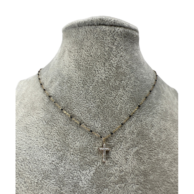 251 Złoty naszyjnik KRZYŻ KRZYŻYK CYRKONIE STAL