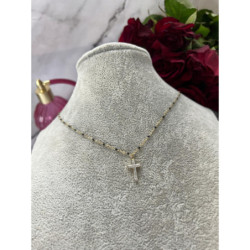 251 Złoty naszyjnik KRZYŻ KRZYŻYK CYRKONIE STAL
