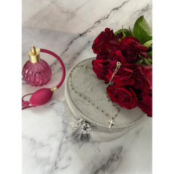 251 Złoty naszyjnik KRZYŻ KRZYŻYK CYRKONIE STAL