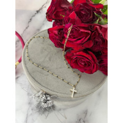 251 Złoty naszyjnik KRZYŻ KRZYŻYK CYRKONIE STAL