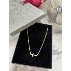 223 Złoty naszyjnik KRZYŻ KRZYŻYK CYRKONIE STAL