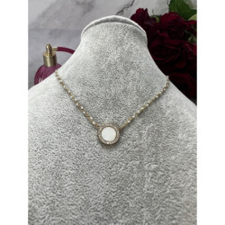393 Złoty naszyjnik MASA PERŁOWA CYRKONIE STAL 316