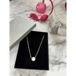 393 Złoty naszyjnik MASA PERŁOWA CYRKONIE STAL 316