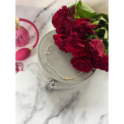 503 Naszyjnik różaniec KORALIKI KRZYŻ KRZYŻYK STAL