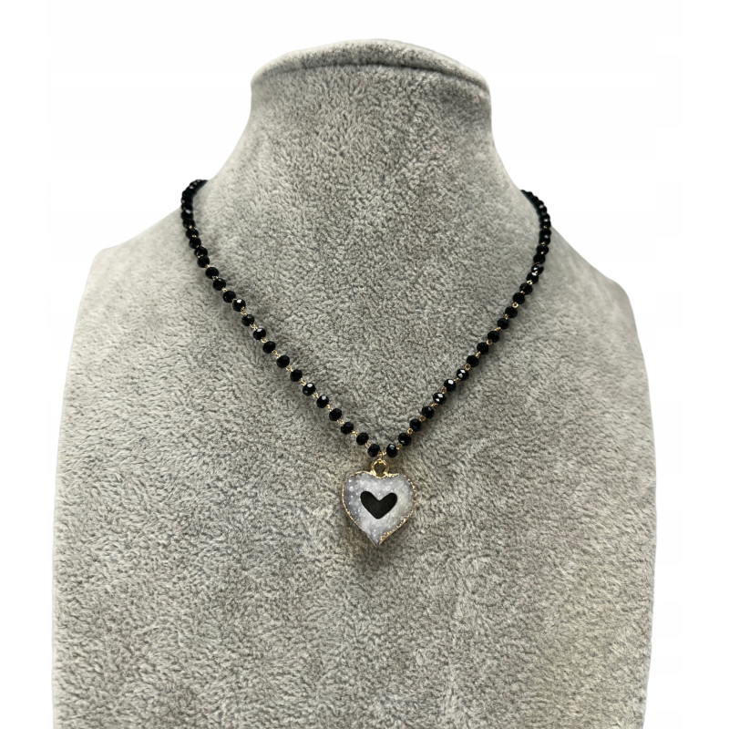 459 Naszyjnik różaniec KORALIKI SERCE SERDUSZKO