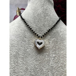 459 Naszyjnik różaniec KORALIKI SERCE SERDUSZKO