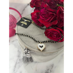 459 Naszyjnik różaniec KORALIKI SERCE SERDUSZKO