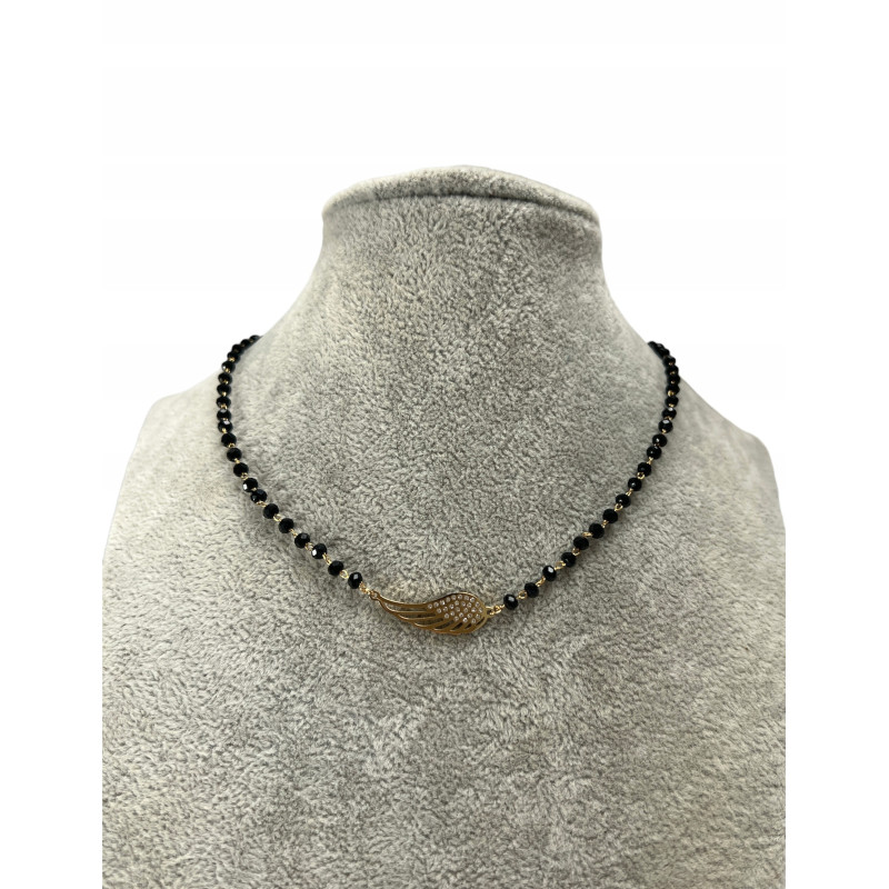 1206 Naszyjnik różaniec KORALIKI SKRZYDŁO STAL 316