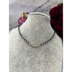 574 Naszyjnik różaniec KORALIKI PIÓRKO STAL 316L