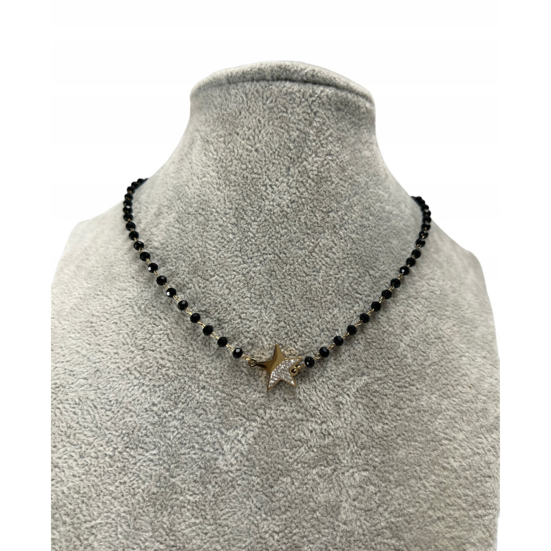 520 Naszyjnik różaniec KORALIKI GWIAZDKA STAL 316L