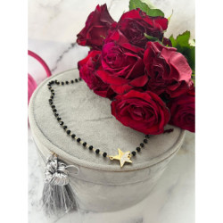 520 Naszyjnik różaniec KORALIKI GWIAZDKA STAL 316L