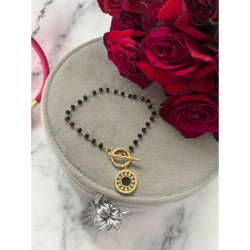 1296 Bransoletka różaniec ZEGAR KÓŁKO KORALIKI