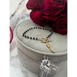 928 Bransoletka różaniec SKRZYDŁO KORALIKI STAL