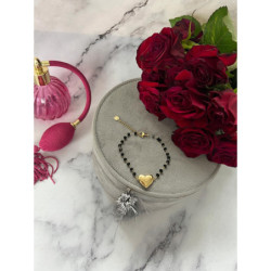 604 Bransoletka różaniec SERCE KORALIKI STAL 316L