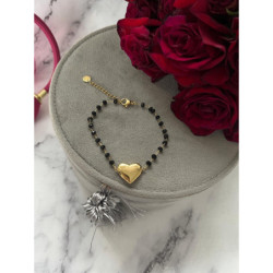 604 Bransoletka różaniec SERCE KORALIKI STAL 316L