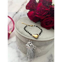 604 Bransoletka różaniec SERCE KORALIKI STAL 316L