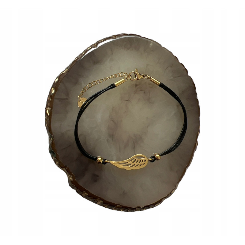 517 Bransoletka na sznurku SKRZYDŁO STAL 316