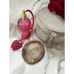 525 Bransoletka na sznurku KRZYŻ KRZYŻYK STAL 316