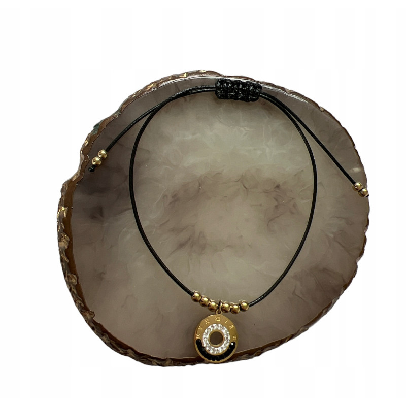 609 Bransoletka na sznurku KÓŁKO ZEGAR STAL 316