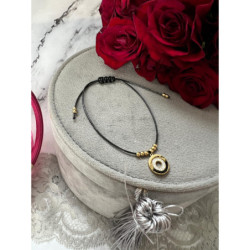 609 Bransoletka na sznurku KÓŁKO ZEGAR STAL 316