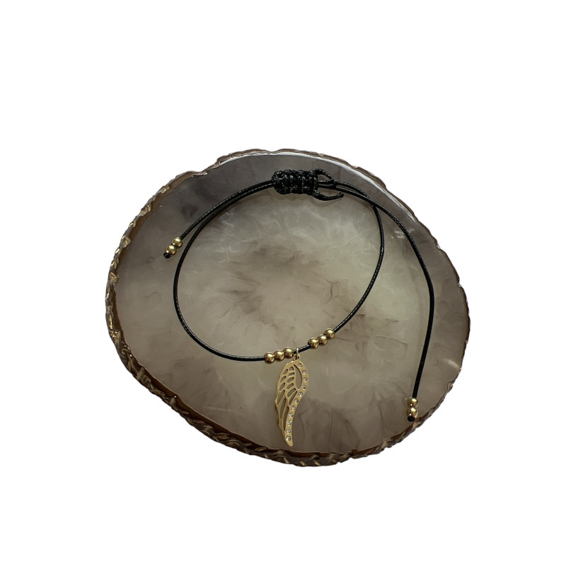 117 Bransoletka na sznurku SKRZYDŁO STAL 316