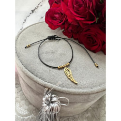 117 Bransoletka na sznurku SKRZYDŁO STAL 316