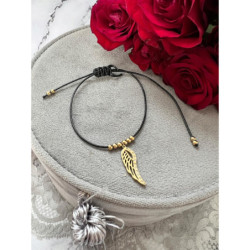 117 Bransoletka na sznurku SKRZYDŁO STAL 316