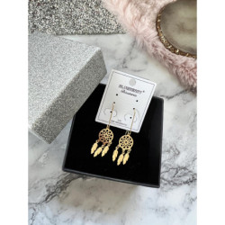 1095 Złote kolczyki BLUEBERRY ŁAPACZE SNÓW STAL